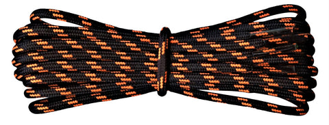 Strong Round Boot Laces Black with neon Orange flecks for hiking or walking  3.5 mm - fabmania shoe laces