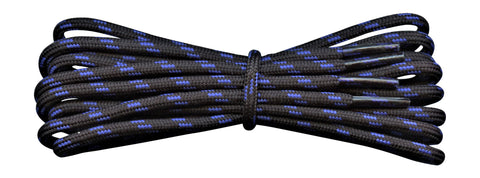 Strong Round Boot Laces Black with Royal Blue flecks for hiking or walking  3.5 mm - fabmania shoe laces