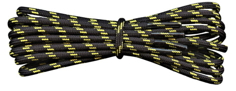 Strong Round Boot Laces Black with Yellow flecks hiking or walking  3.5 mm - fabmania shoe laces
