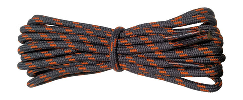 Strong Round Boot Laces dark Grey with Orange flecks for hiking or walking  3.5 mm - fabmania shoe laces