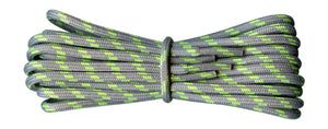 Strong Round Boot Laces Grey with Lime flecks for hiking or walking  3.5 mm - fabmania shoe laces