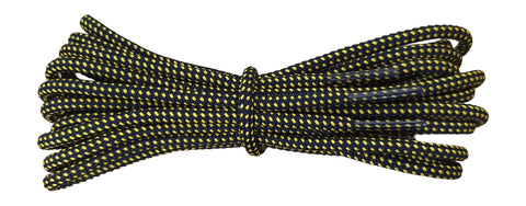 Strong Round Boot Laces Black with Yellow pinpoints for hiking or walking  3.5 mm - fabmania shoe laces