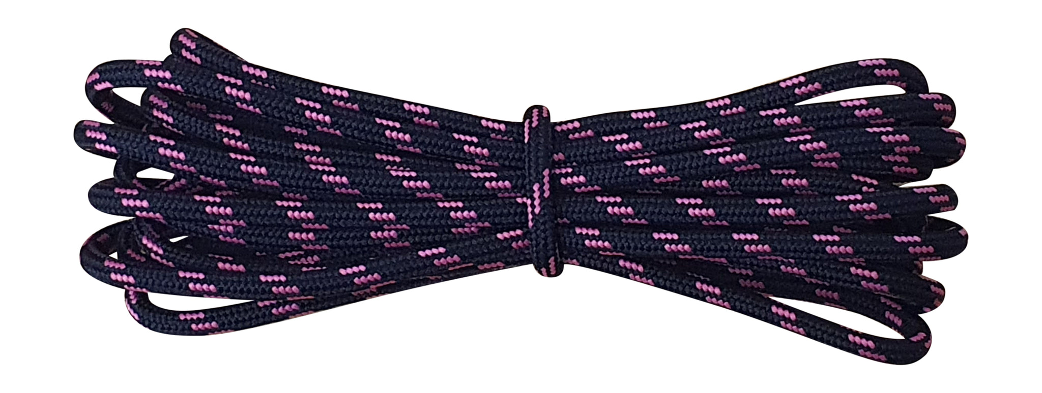 Strong Round Boot Laces Black with Pink flecks for hiking or walking  3.5 mm - fabmania shoe laces