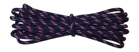 Strong Round Boot Laces Black with Pink flecks for hiking or walking  3.5 mm - fabmania shoe laces