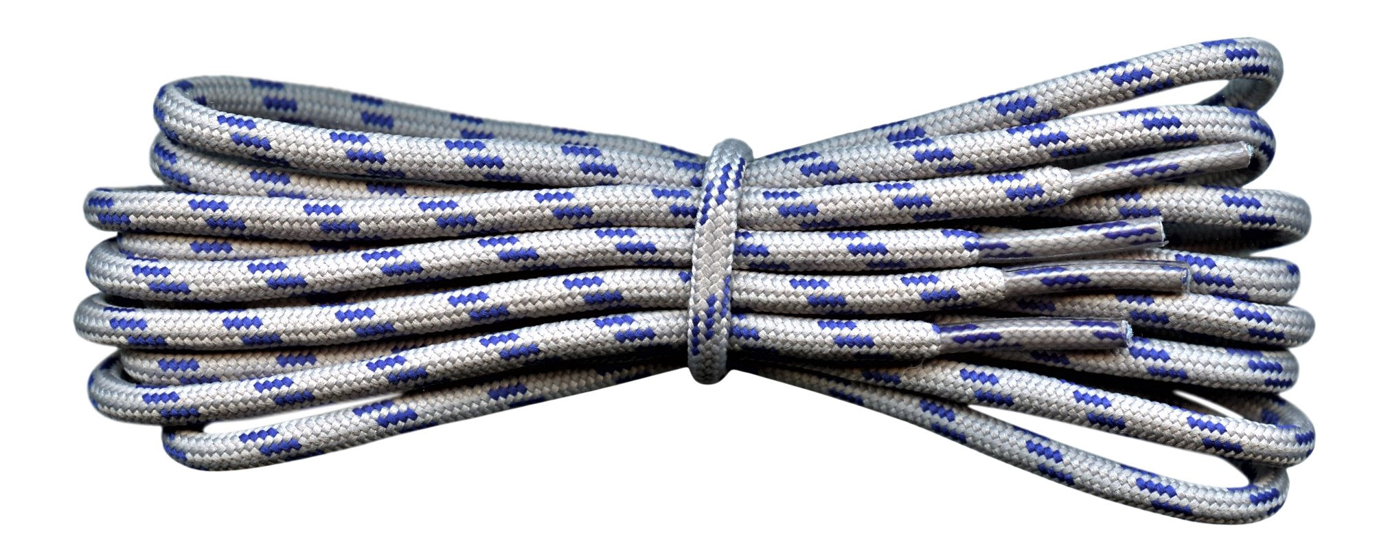 Strong Round Boot Laces Grey with Royal Blue flecks for hiking or walking  3.5 mm - fabmania shoe laces
