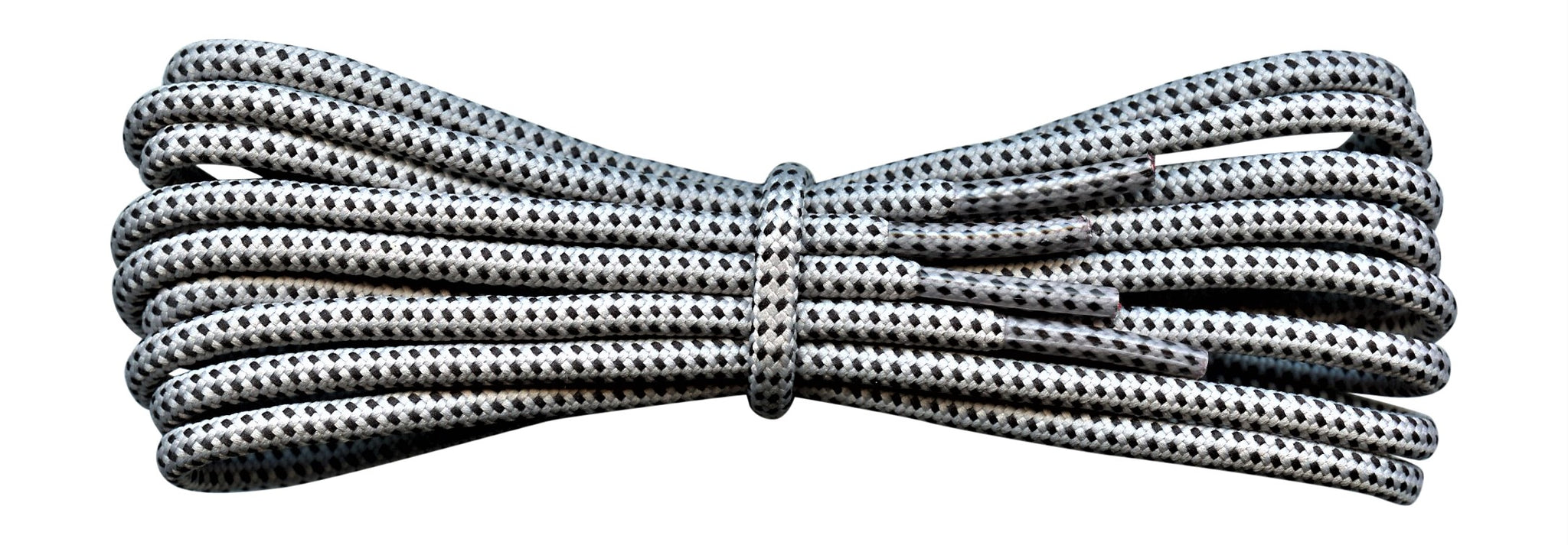 Strong Round Boot Laces Grey with Black pinpoints for hiking or walking  3.5 mm - fabmania shoe laces