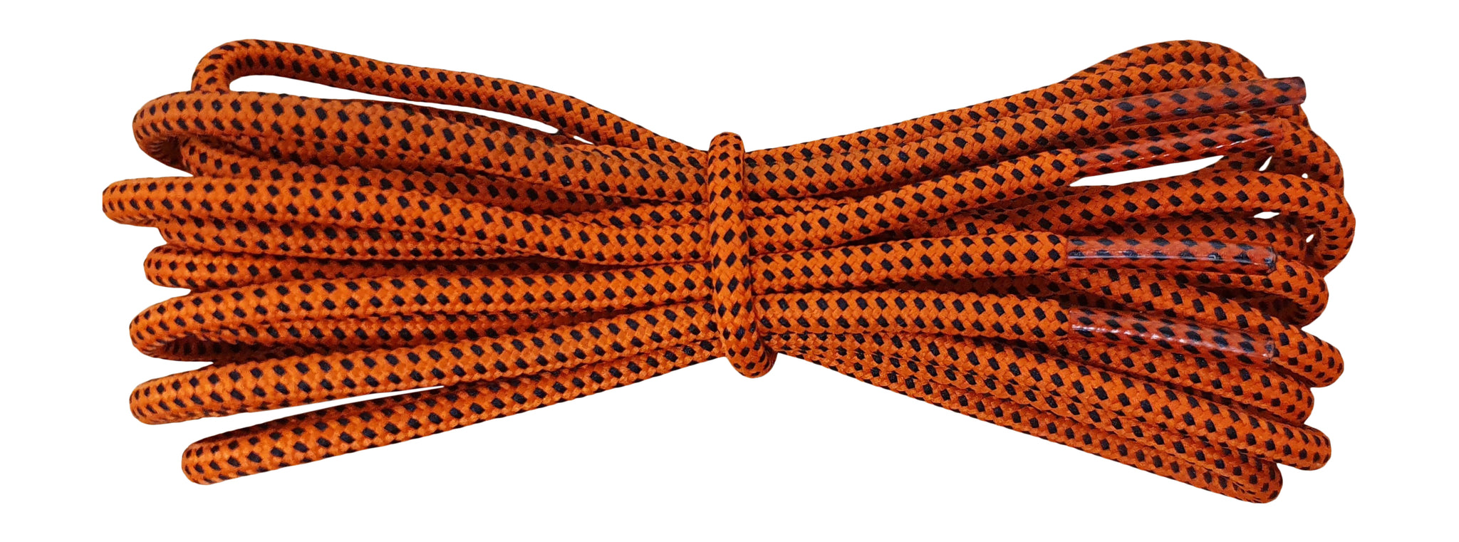 Strong Round Boot Laces Orange with Black pinpoints for hiking or walking  3.5 mm - fabmania shoe laces