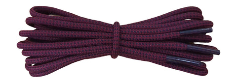 Strong Round Boot Laces Burgundy with Navy pinpoints for hiking or walking  3.5 mm - fabmania shoe laces