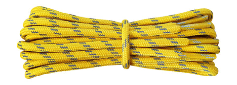 Strong Round Boot Laces Yellow with Reflective flecks for hiking or walking  3.5 mm - fabmania shoe laces
