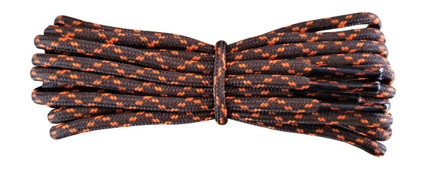 Strong round Shoelaces Chocolate and orange for walking shoes or trainers. - fabmania shoe laces