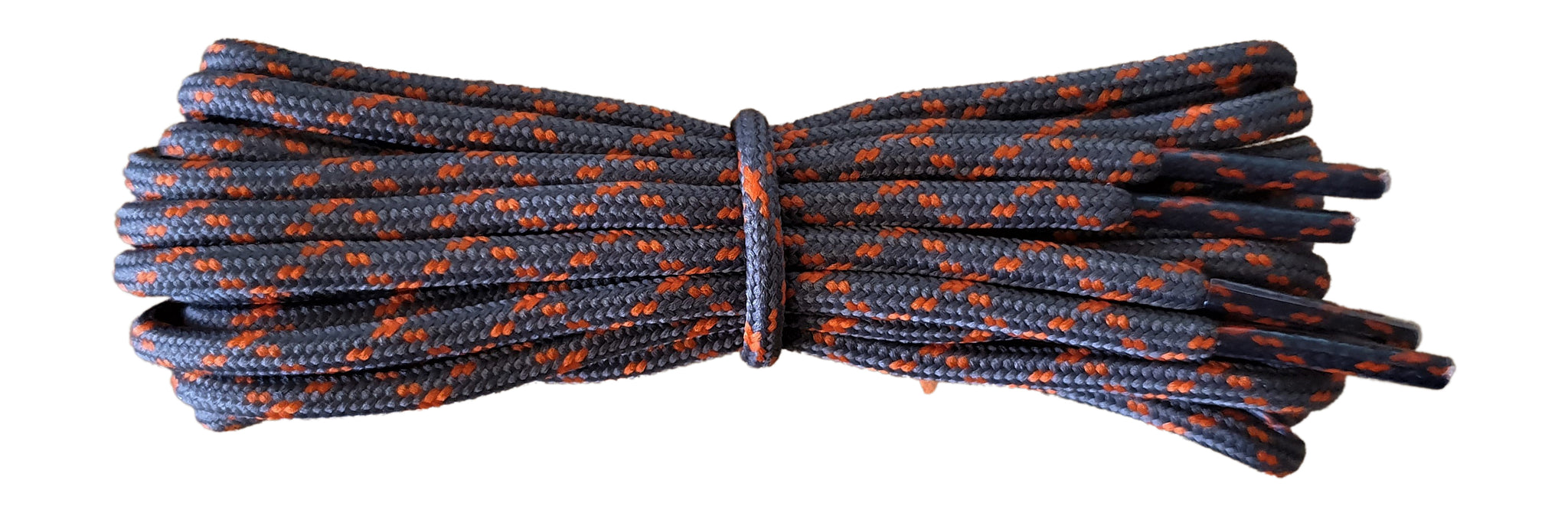 Strong round Shoelaces Dark Grey with Orange flecks for walking shoes or trainers. - fabmania shoe laces