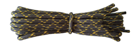 Strong round Shoelaces Dark Grey with Yellow flecks for walking shoes or trainers. - fabmania shoe laces