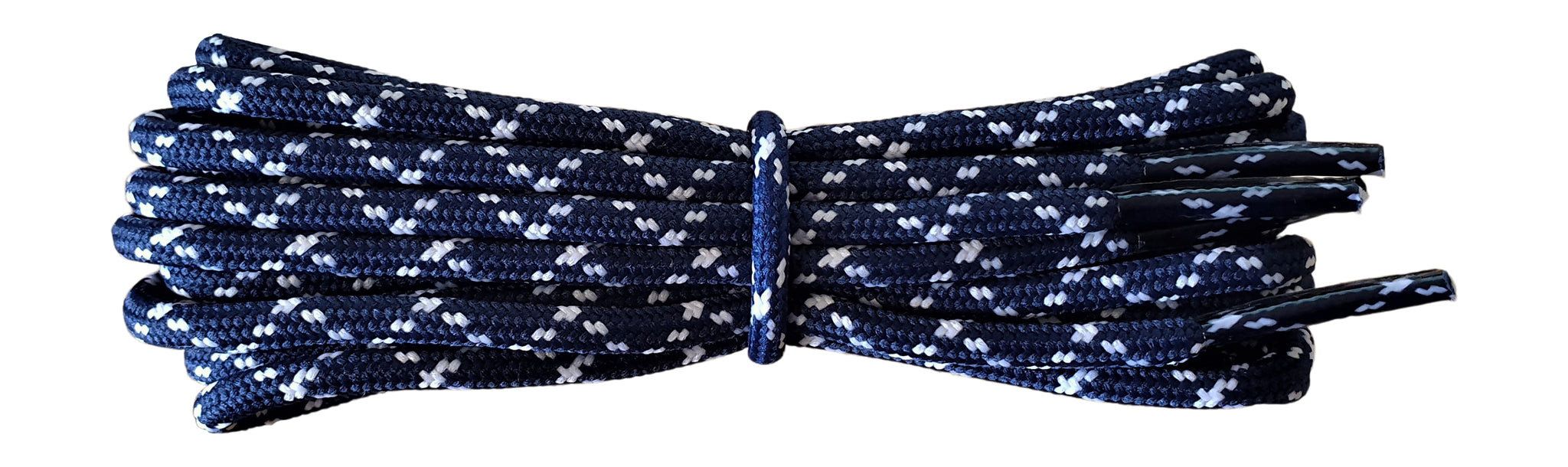 Strong round Shoelaces Navy with White flecks for walking shoes or trainers. - fabmania shoe laces