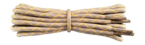 Strong round Shoelaces Taupe with Yellow flecks for walking shoes or trainers. - fabmania shoe laces
