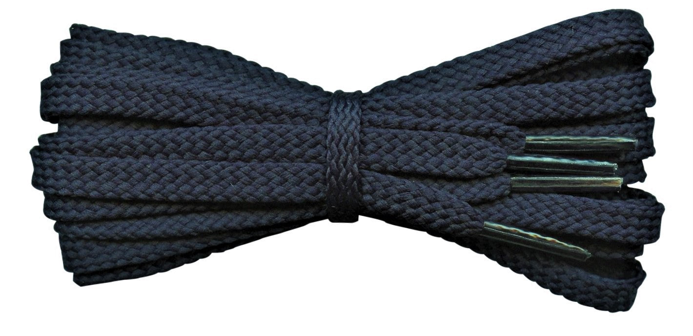 Strong Flat 6 mm Dark Navy Shoe Laces for Trainers and Sports Shoes. - fabmania shoe laces