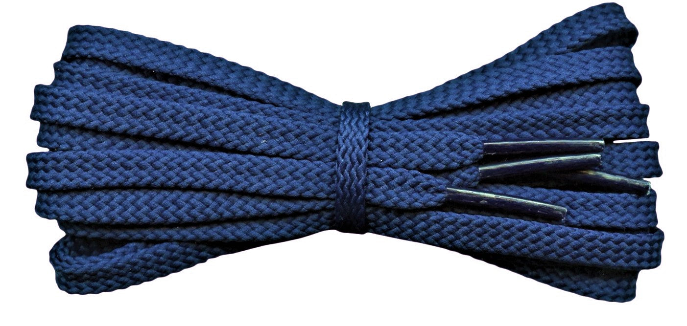 Strong Flat 6 mm French Navy Shoe Laces for Trainers and Sports Shoes. - fabmania shoe laces