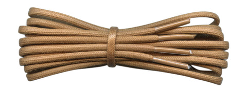 3 mm light brown - tan round waxed cotton shoelace