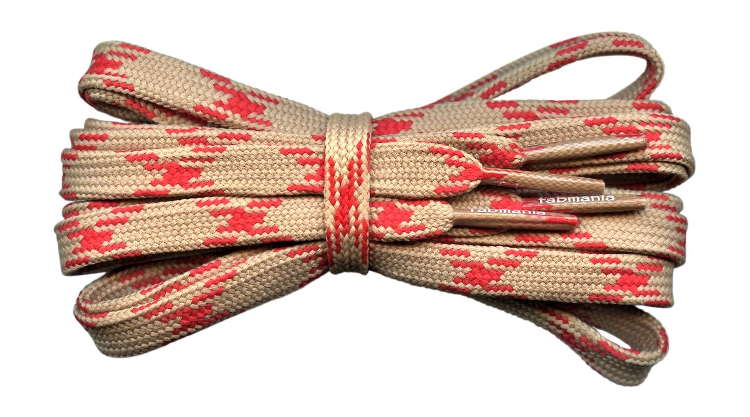 Flat Hiking boot Laces Oatmeal and Red design - fabmania shoe laces