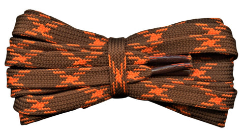 Flat Hiking boot Laces Brown and Orange design - fabmania shoe laces