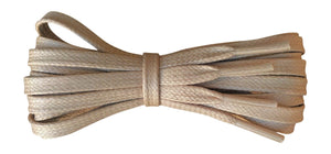 Flat Beige/Cream 5 / 6 mm waxed cotton shoelaces . - fabmania shoe laces