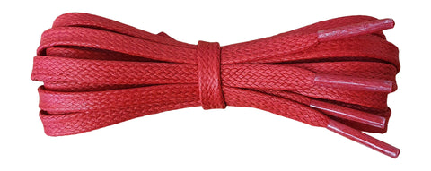 Flat Red 5 / 6 mm waxed cotton shoelaces . - fabmania shoe laces