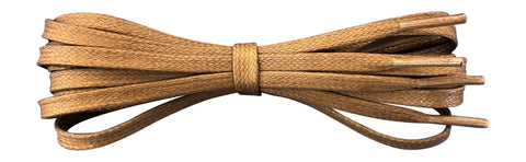 Flat Tan Brown 5 / 6 mm waxed cotton shoelaces . - fabmania shoe laces