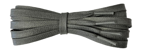 8 mm Flat Grey waxed cotton boot laces - fabmania shoe laces