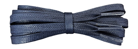 8 mm Flat Navy waxed cotton boot laces - fabmania shoe laces