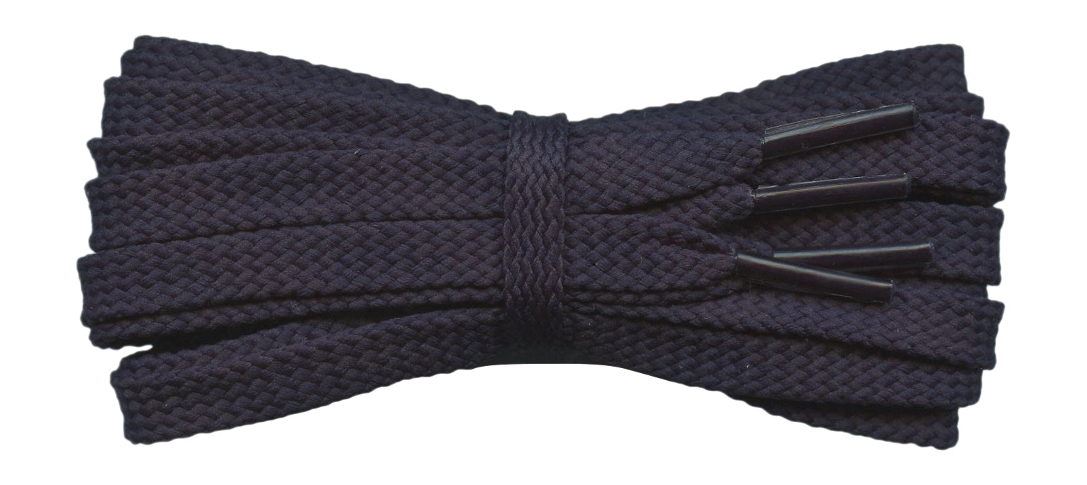 Strong Flat 8 mm Dark Navy Shoe Laces for Trainers and Sports Shoes. - fabmania shoe laces