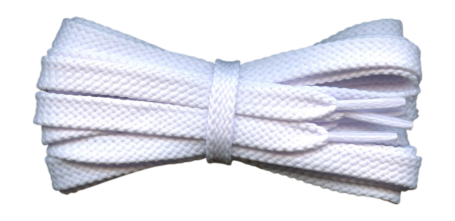 Strong Flat 8 mm White Shoe Laces for Trainers and Sports Shoes. - fabmania shoe laces