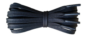 Flat Black 5 / 6 mm waxed cotton shoelaces . - fabmania shoe laces