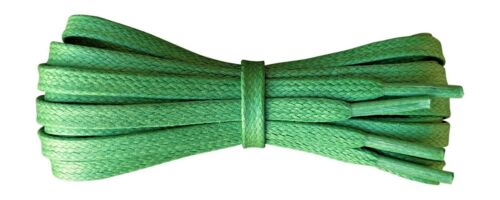 Flat Green 5 / 6 mm waxed cotton shoelaces . - fabmania shoe laces