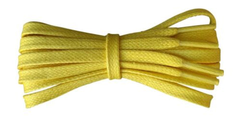 Flat Yellow 5 / 6 mm waxed cotton shoelaces . - fabmania shoe laces